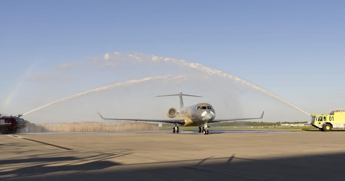 Bombardier Global 8000 first production aircraft completes maiden flight