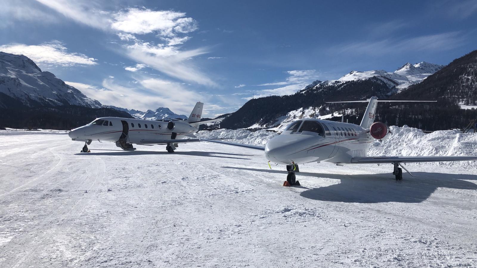 Privéjet naar de wintersport